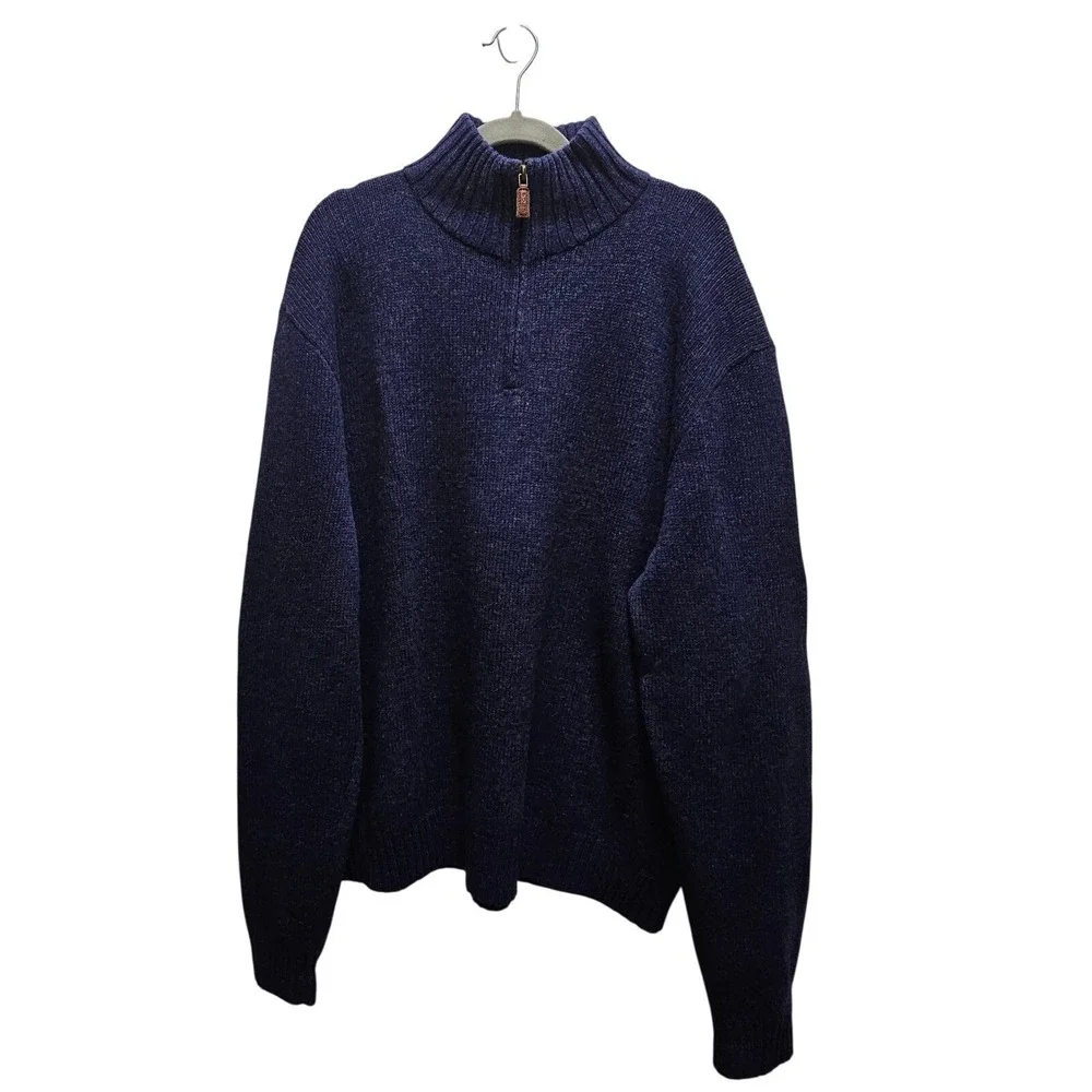 Polo Ralph Lauren Men's‎ 100% Lambswool Quarter Zip Sweater Navy Blue XXL